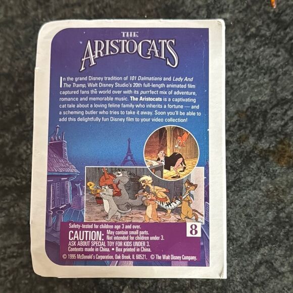 Disney The Aristocats X McpDonslds happy meal toy VHS MINI CASE WITH TOY - Picture 3 of 5